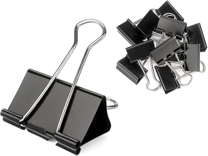 ZZTX Black Binder Clips Paper Clamps Clips Small Size, 0.75 Inches, 36 Pack by ZZTX