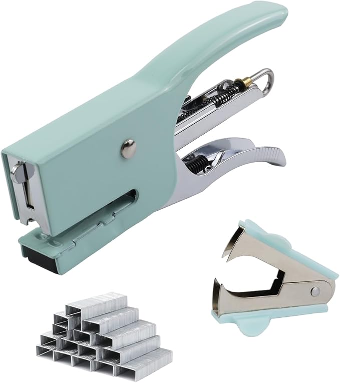 Small Hand-held Stapler Set, 15 Sheet Capacity, Includes 750Pcs Staples and A by Aacehlh
