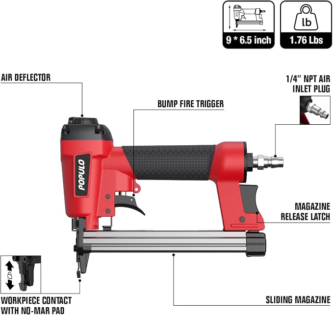 POPULO Pneumatic Staple Gun, Air Staple Gun - Image 7