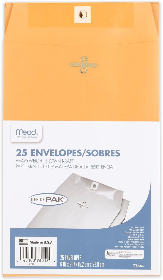 Mead Envelopes, Clasp Closure by Mead