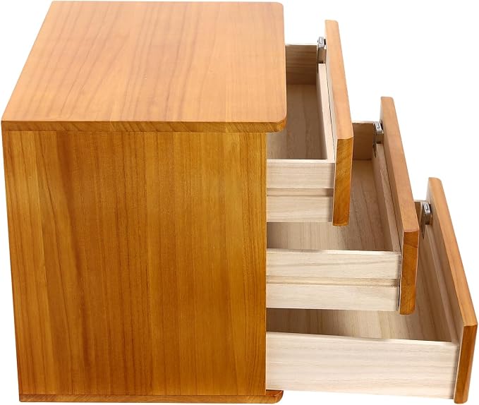 Lockable Desk Organizer Wooden Desktop Drawers Office Flat Files Storage Box - Image 5