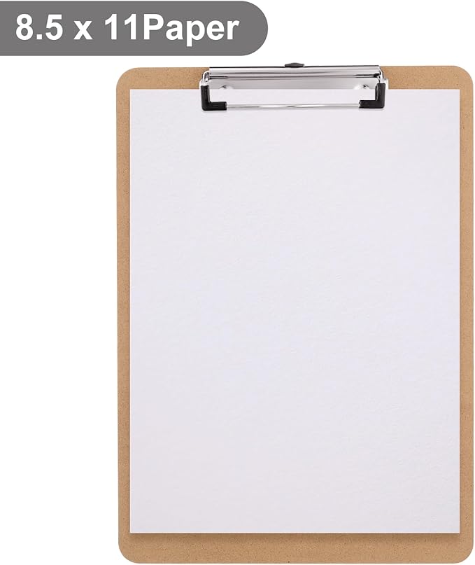 Wood Clipboards Set of 20, Letter Size Hardboard Clip Board 8.5x11 | A4 - Image 5