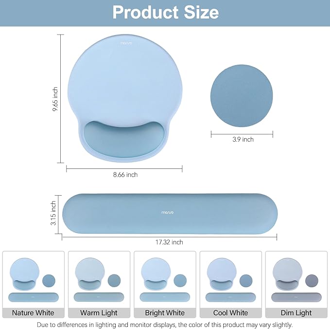 MOSISO Wrist Rest Support for Mouse Pad&Keyboard Set, Circle Curved Ergonomic - Image 7