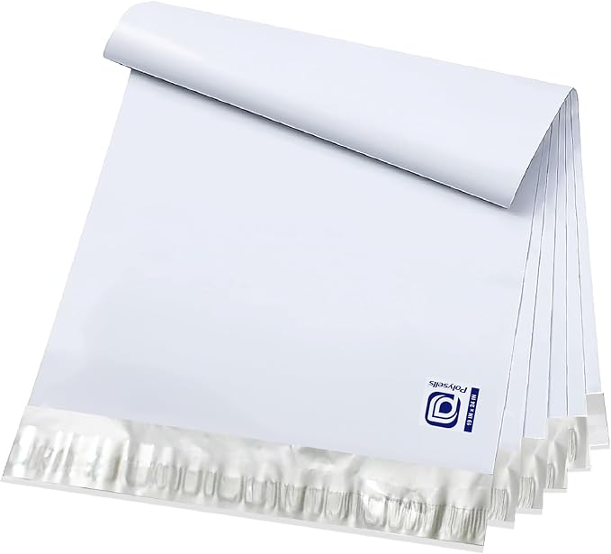 POLYSELLS 200 pcs 19x24 Inches White x Silver Poly Mailers Shipping Envelopes by POLYSELLS