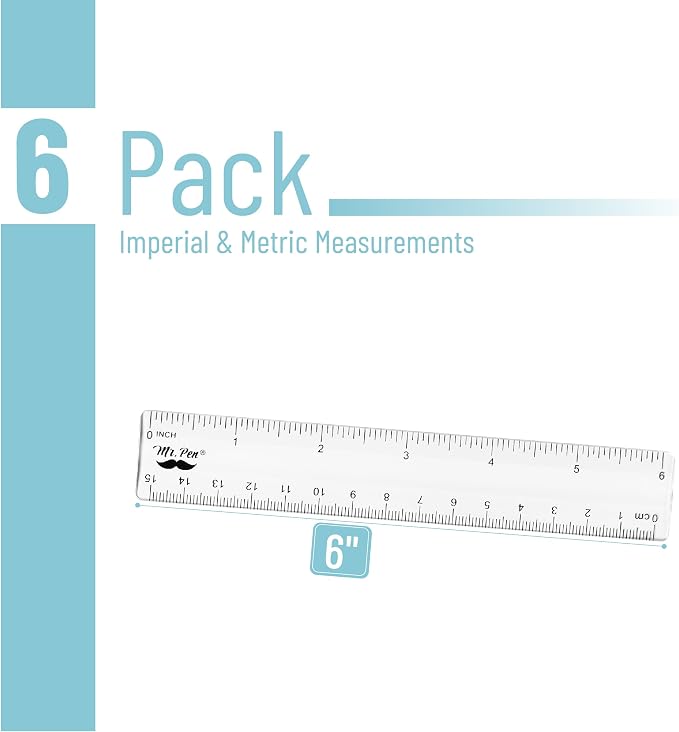 Mr. Pen- Bulk Plastic Rulers, 6 Inch, 6 Pack, Easy-to-Read Markings | - Image 2