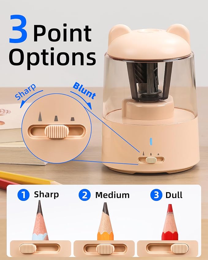 ZMOL Colored Pencil Sharpener, Rechargeable Electric Pencil Sharpener, Auto Stop - Image 3