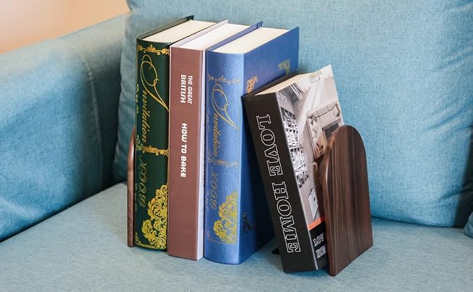 Large Bookend Hold Heavy Books- 7x4x5in 3 Pack Wood Bookends - Image 6