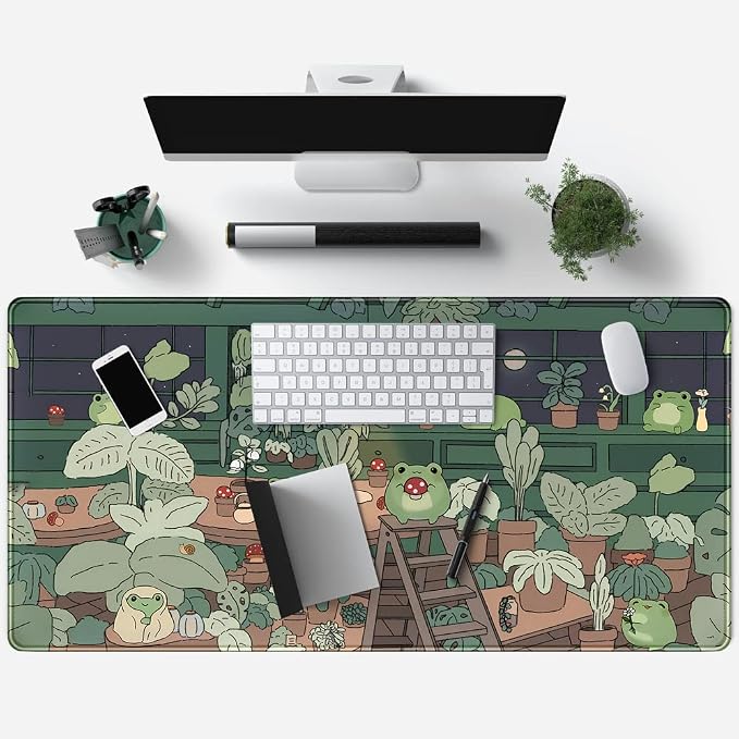 Cute Frog Mouse Pad Desk Pad Kawaii Green Desk Decor Mat, Large Gaming Mouse Pad - Image 4