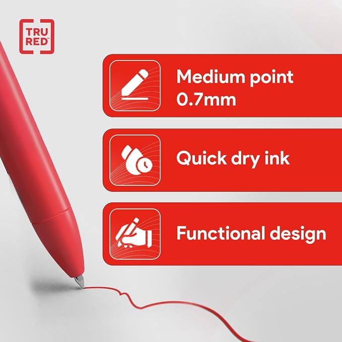 TRU RED Retractable Gel Pens, Medium Point 0.7mm, 12 Pack – Quick‑Dry Pens - Image 3