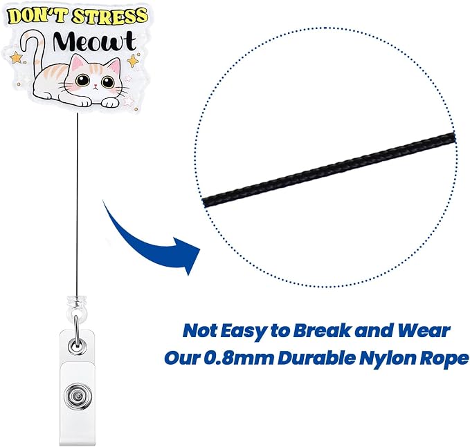 Don't Stress Meowt Funny Nurse Badge Reel, Cute Retractable ID Pediatric Badge - Image 5