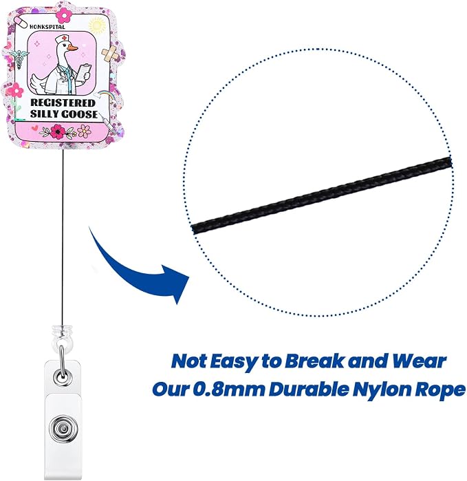 Registered Silly Goose Funny Nurse Badge Reel, Cute Pink Acrylic Retractable ID - Image 5