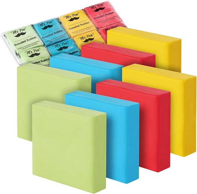 Mr. Pen- Kneaded Erasers, 1.4"x1.37", 8 Pack, Colorful | Soft Moldable Art by MrPen