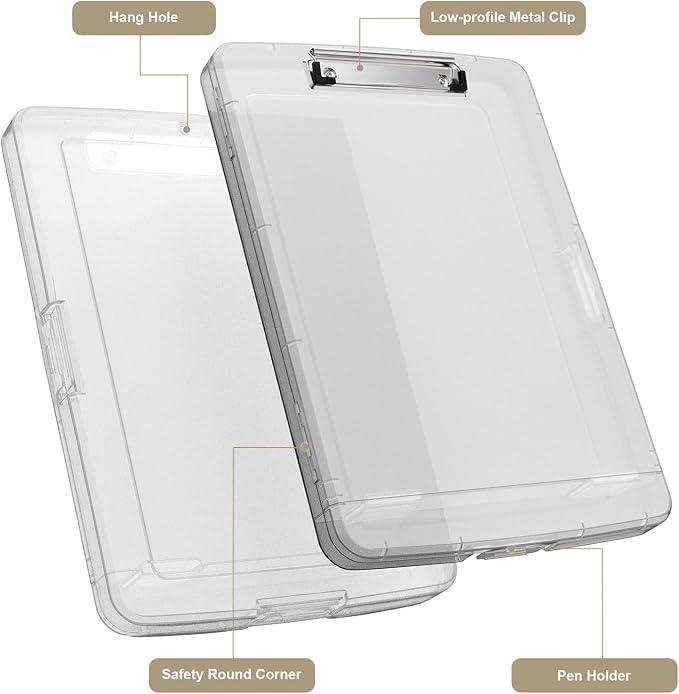 Piasoenc Clipboard with Storage, 8.5 x 11 Organization Box with Pen Holder and - Image 2