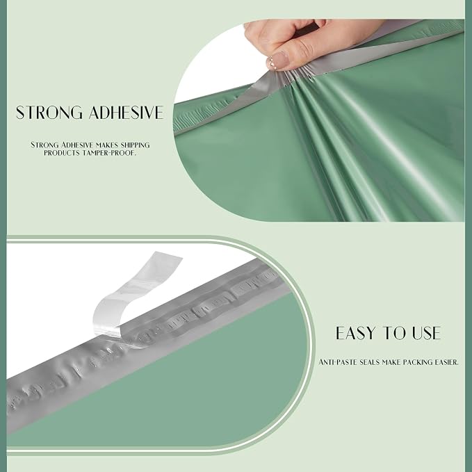 Metronic Poly Mailers 14.5x19 50PC Large Shipping Bags in Grayed Jade Green | - Image 3