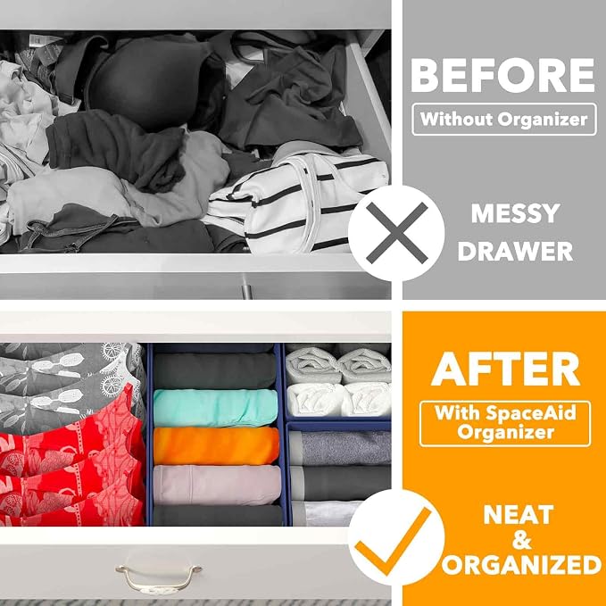 SpaceAid Drawer Organizer for Clothes, 12 Pack Dresser Drawer Organizer Bins - Image 2