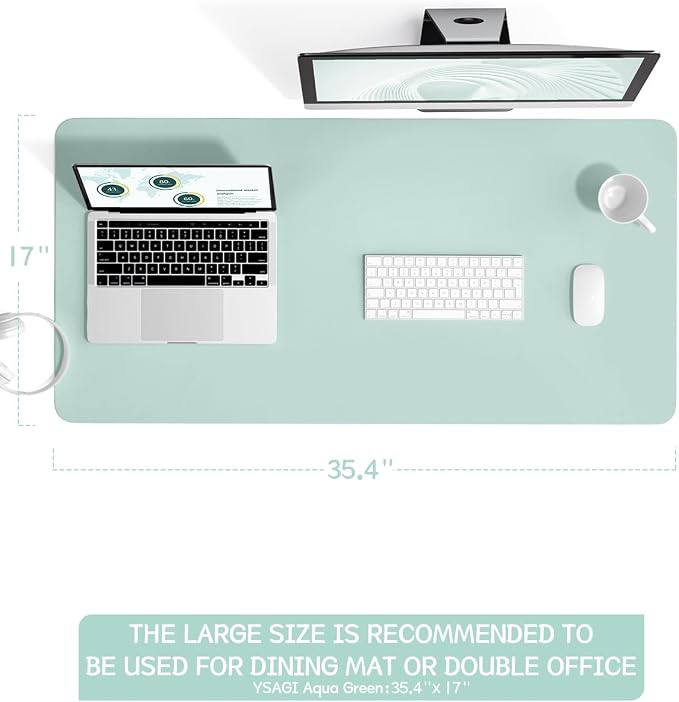 YSAGi Non-Slip Leather Desk Pad L Size, Waterproof Laptop Computer Desk - Image 2
