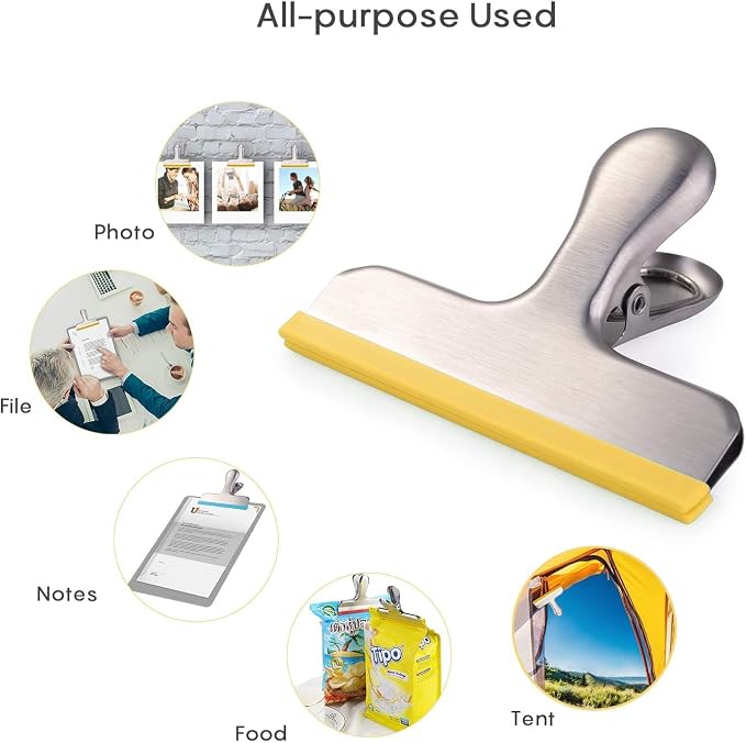 HOUSE AGAIN 6 Pack Stainless Steel Chip Bag Clips Covered - Image 4