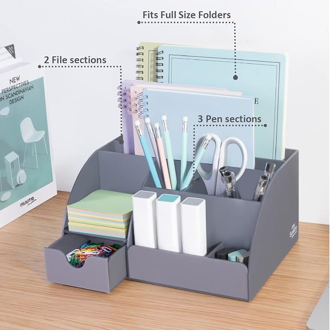 My Space Organizers Grey Desk Organizer, 9 Compartments, Office Supplies and - Image 8