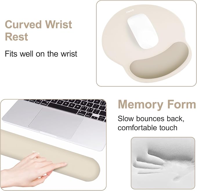 MOSISO Wrist Rest Support for Mouse Pad&Keyboard Set, Circle Curved Ergonomic - Image 4