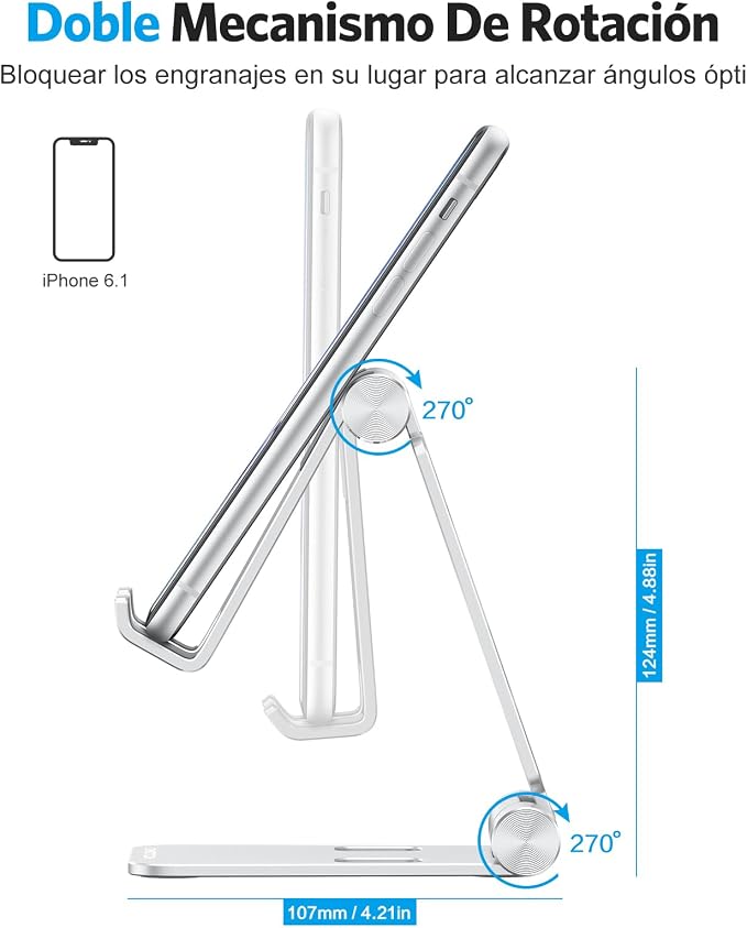 OMOTON Foldable Cell Phone Stand, C4 Portable Aluminum Phone Holder, Adjustable - Image 8