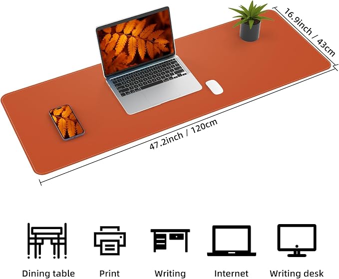 AFIING Desk Mat 47.2" x 17", Leather Desk Pad Protector - Image 2