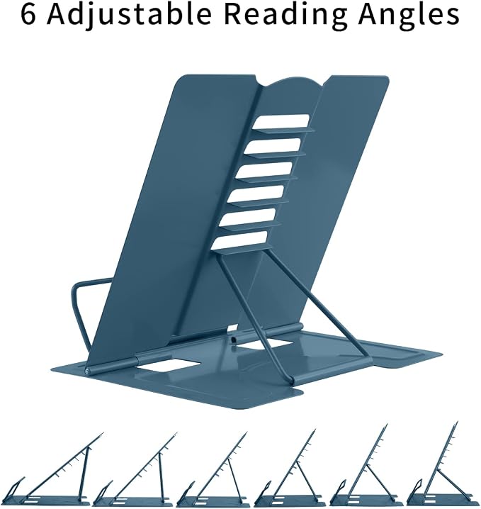 MSDADA Desk Book Stand Holder for Reading, Adjustable Cookbook Stand Metal - Image 3