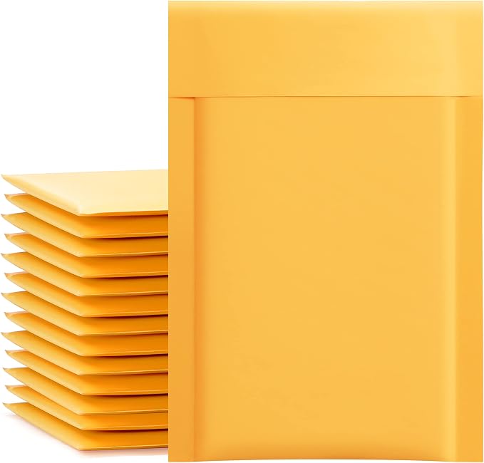 UCGOU Kraft Bubble Mailers 4x8 Inch 50 Pack Usable Size 4x7 Inch Yellow Padded by UCGOU