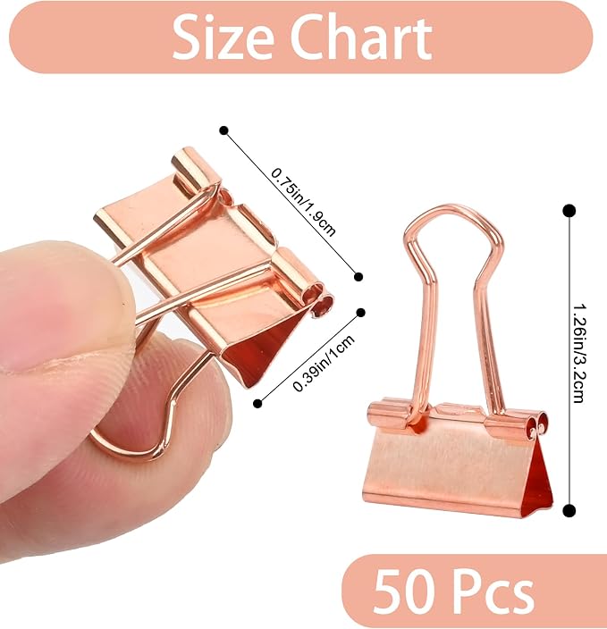 Binder Clips, 50 Pack, 0.75 in Small Paper Clips - Image 2