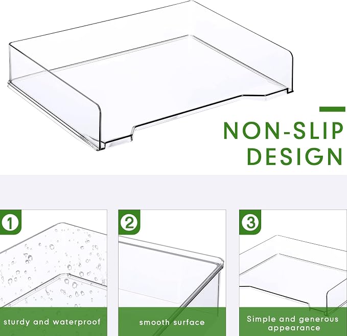 DoubleFill 4 Pcs Stackable Letter Tray Rectangular Plastic Desk Organizer 13 x - Image 3
