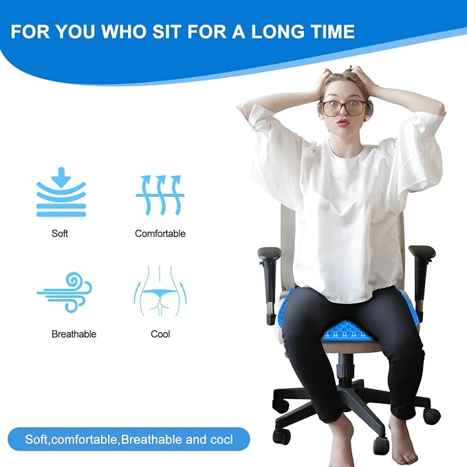 Large Gel Seat Cushion for Long Sitting - Image 7