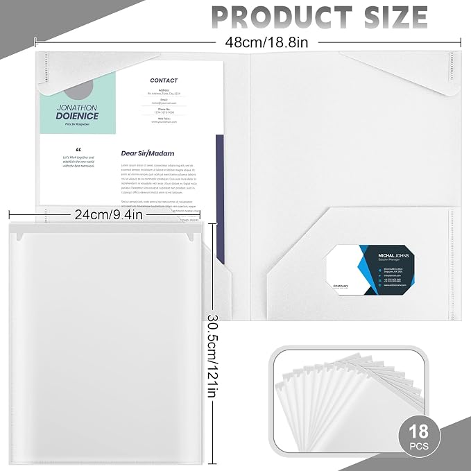 Henoyso 18 Pack White Plastic Folders - Image 2