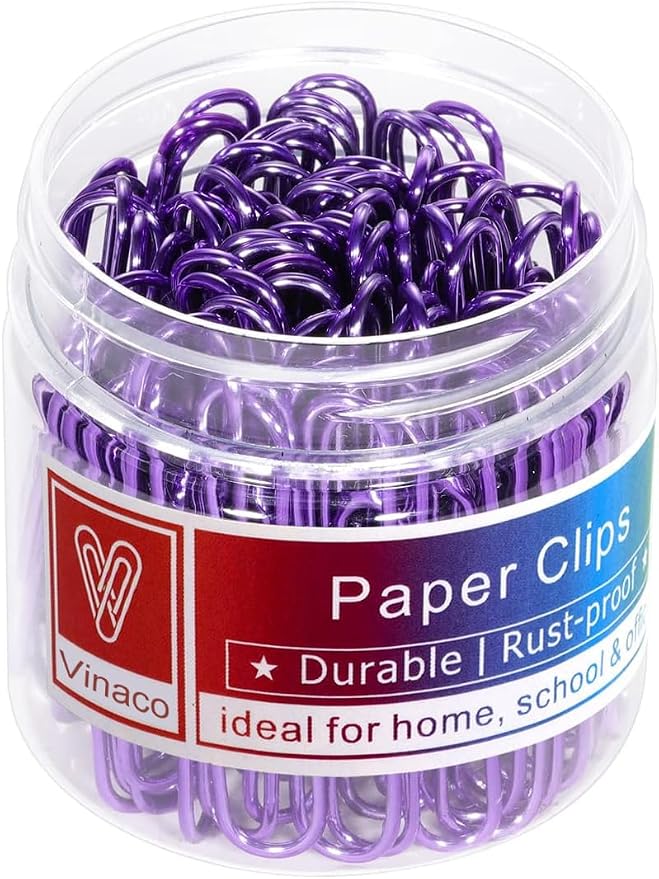 Vinaco Purple Jumbo Paper Clips, 100 Pack, 2 Inch, Durable & Rust Resistant by LightingMadeSimple