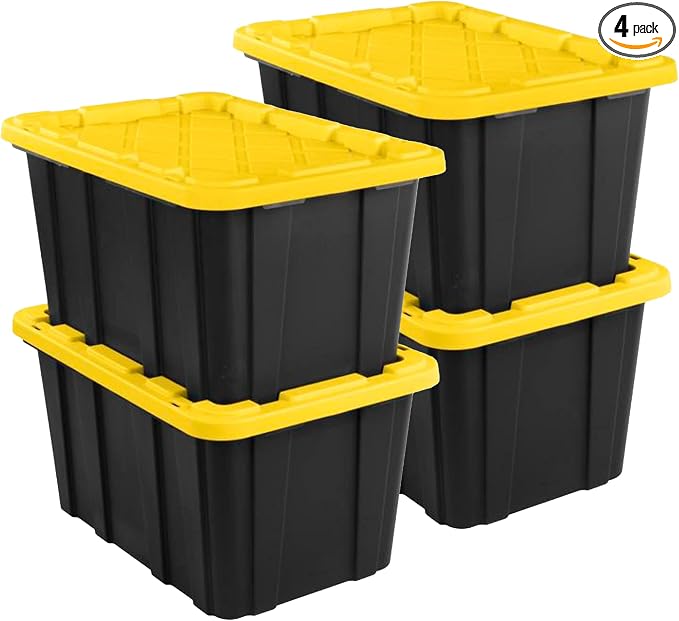 Sterilite 4-Pack 27 Gallon Industrial Storage Tote, Heavy-Duty Plastic Bins by Sterilite