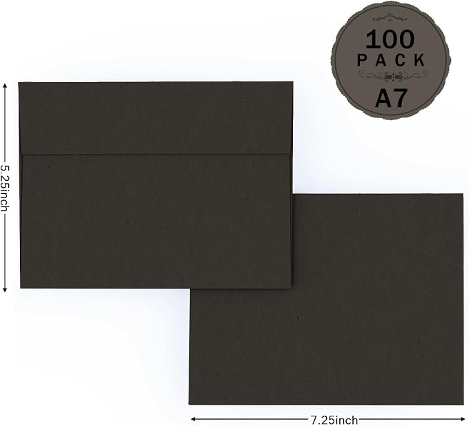 A7 Black Envelopes 100 Pack, Goefun Self Seal Printable Envelopes - Image 2