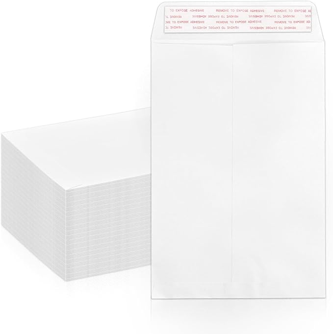 Goefun 100 PCS White Catalog Envelopes 6x9, Self Seal 100 GSM Manilla Envelopes by Goefun