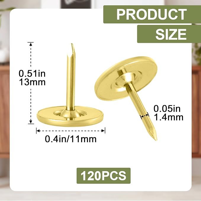 120pcs Flat Head Thumb Tacks for Wall, 0.4" x 0.51" Decorative Wall Pins Nails - Image 2
