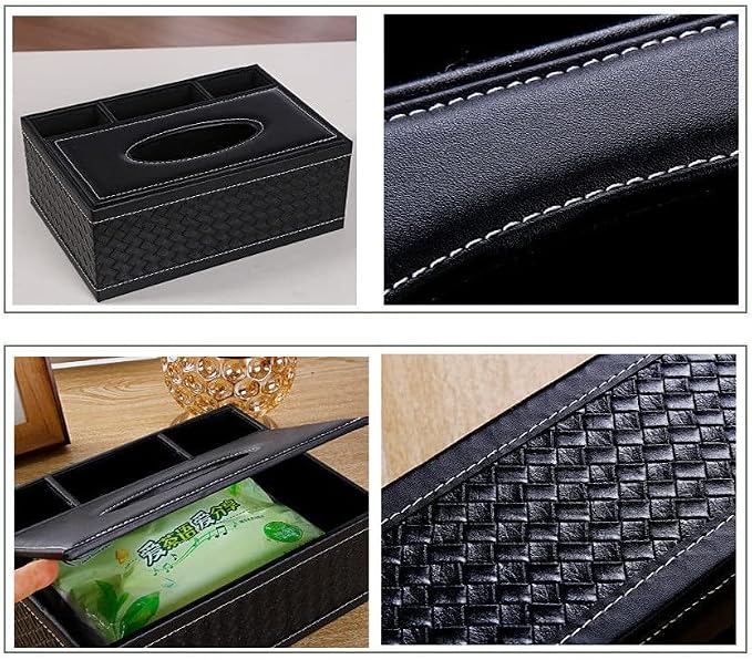 PU Leather Household Office Rectangular Tissue Box Storage Organizer Box | - Image 3