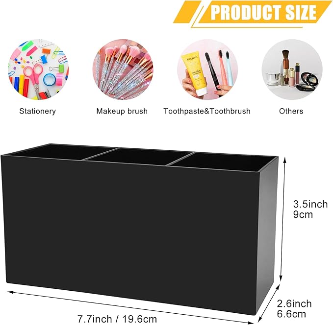 Cerpourt Black Makeup Brush Organizer, Acrylic Cosmetic Brushes Storage Holder - Image 5