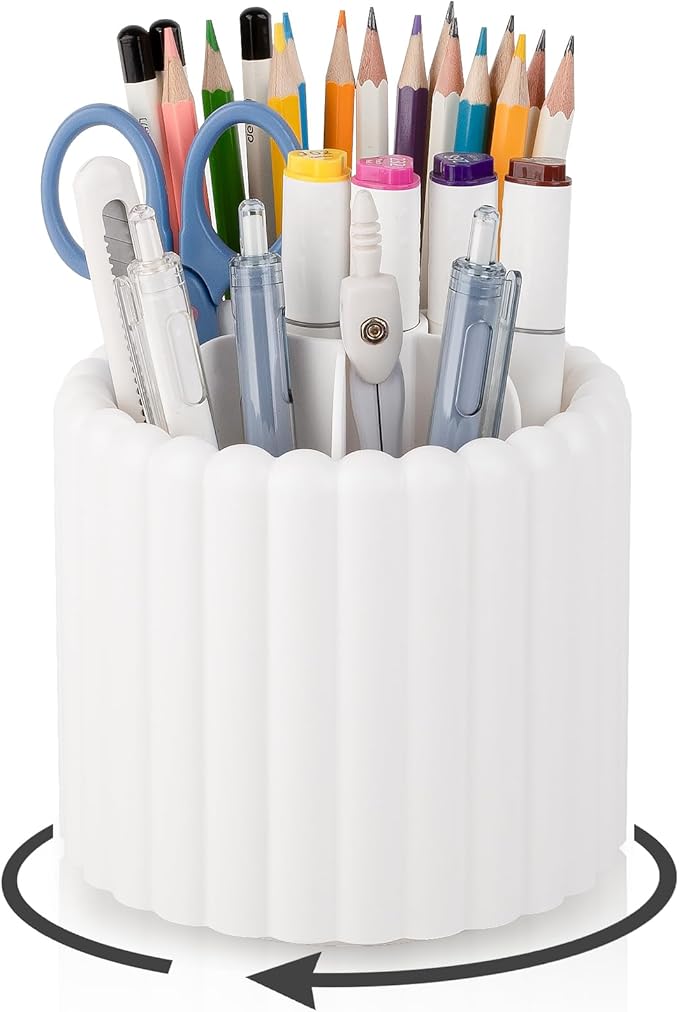 Anyoifax 360° Rotating Pen Holder 7 Slots Desk Organizer Removable Pencil Cup by Anyoifax