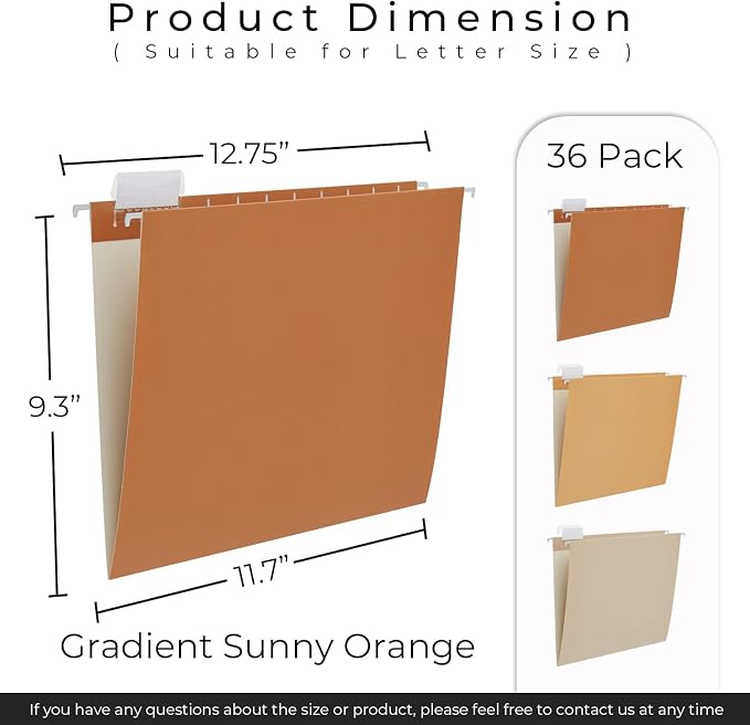 Y YOMA 36 Pack Gradient Hanging File Folders Letter Size Decorative Hanging - Image 3