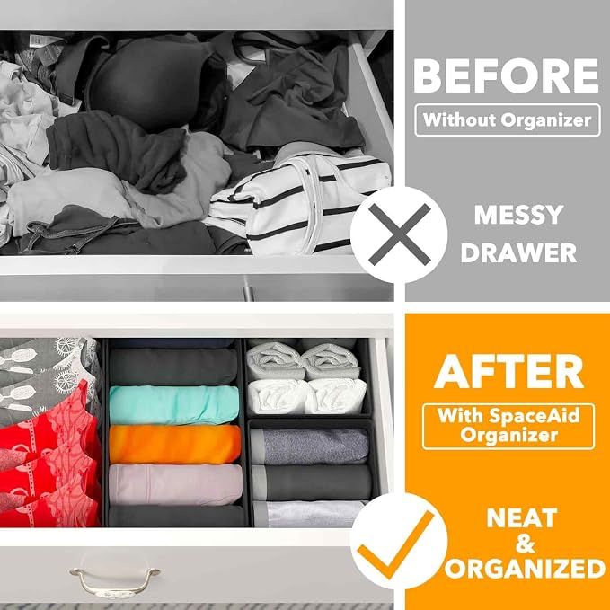 SpaceAid Drawer Organizer for Clothes, 18 Pack Dresser Drawer Organizer Bins - Image 2