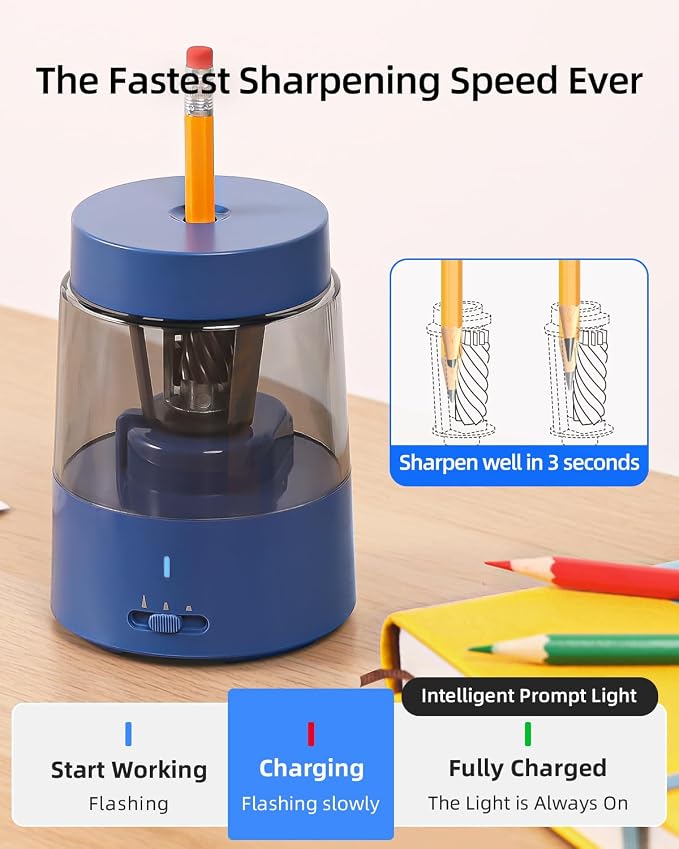 ZMOL Electric Rechargeable Pencil Sharpener, Automatic Pencil Sharpeners - Image 6