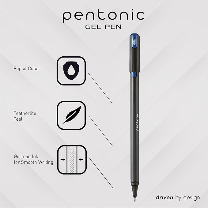 Pentonic Glitter Gel Pens, 10 Assorted Colors, 1.0 mm Bold Point, Smooth Writing - Image 2