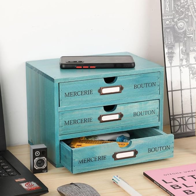 Wooden Storage Box Rustic Desktop Organizer - Image 2