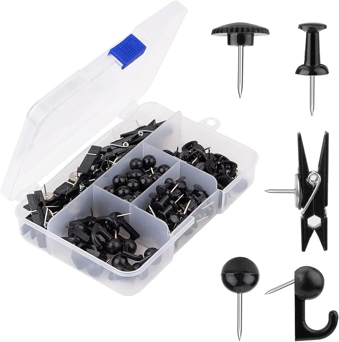 Push Pins Set, 5 Styles Thumb Tacks Map Pins, Steel Point Pushpins Thumbtacks by Yalis