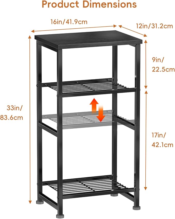 Industrial 3 Tier Printer Stand, Home Printer Wood Table - Image 2