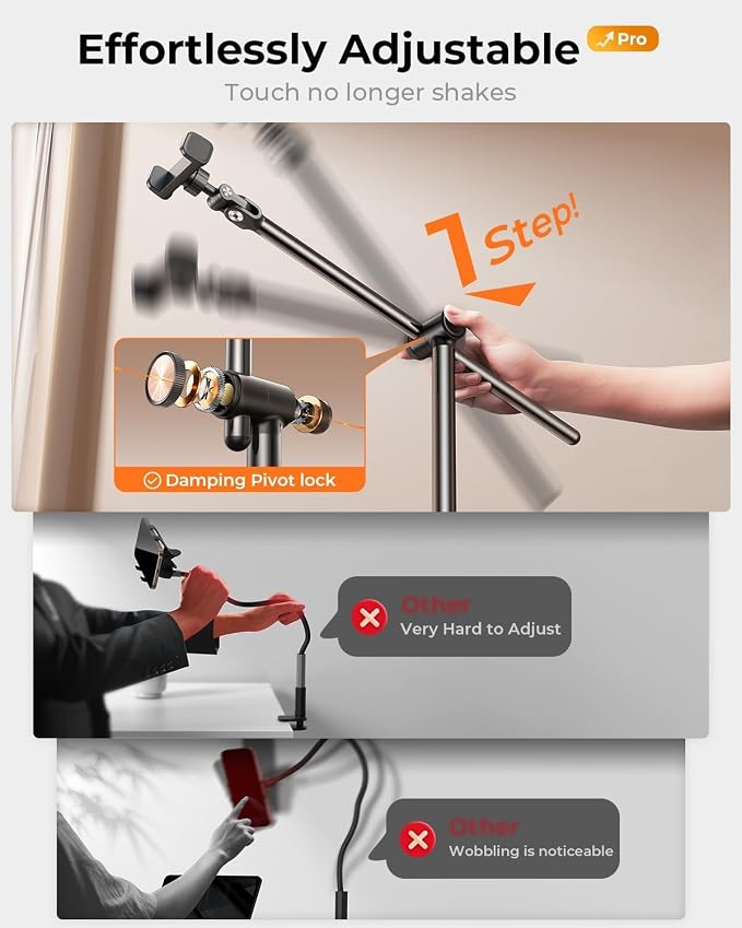 DIMONCOAT [Height-Adjustable & 360° Rotation Tablet Floor Stand Stable Base | - Image 2