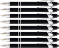 PASISIBICK 8 Pack Black Ballpoint Pens 2-in-1 Stylus Retractable Metal Stylus by PASISIBICK