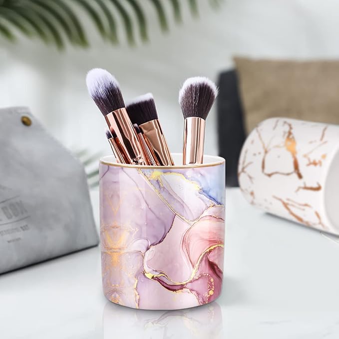 Pink Pen Holder for Desk, Premium Ceramic Pencil Holder Pen Cup Marker Holder - Image 5