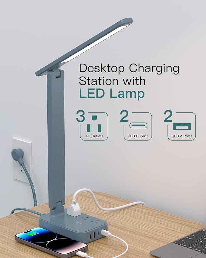 Addtam LED Desk Lamp, Power Strip - Image 2